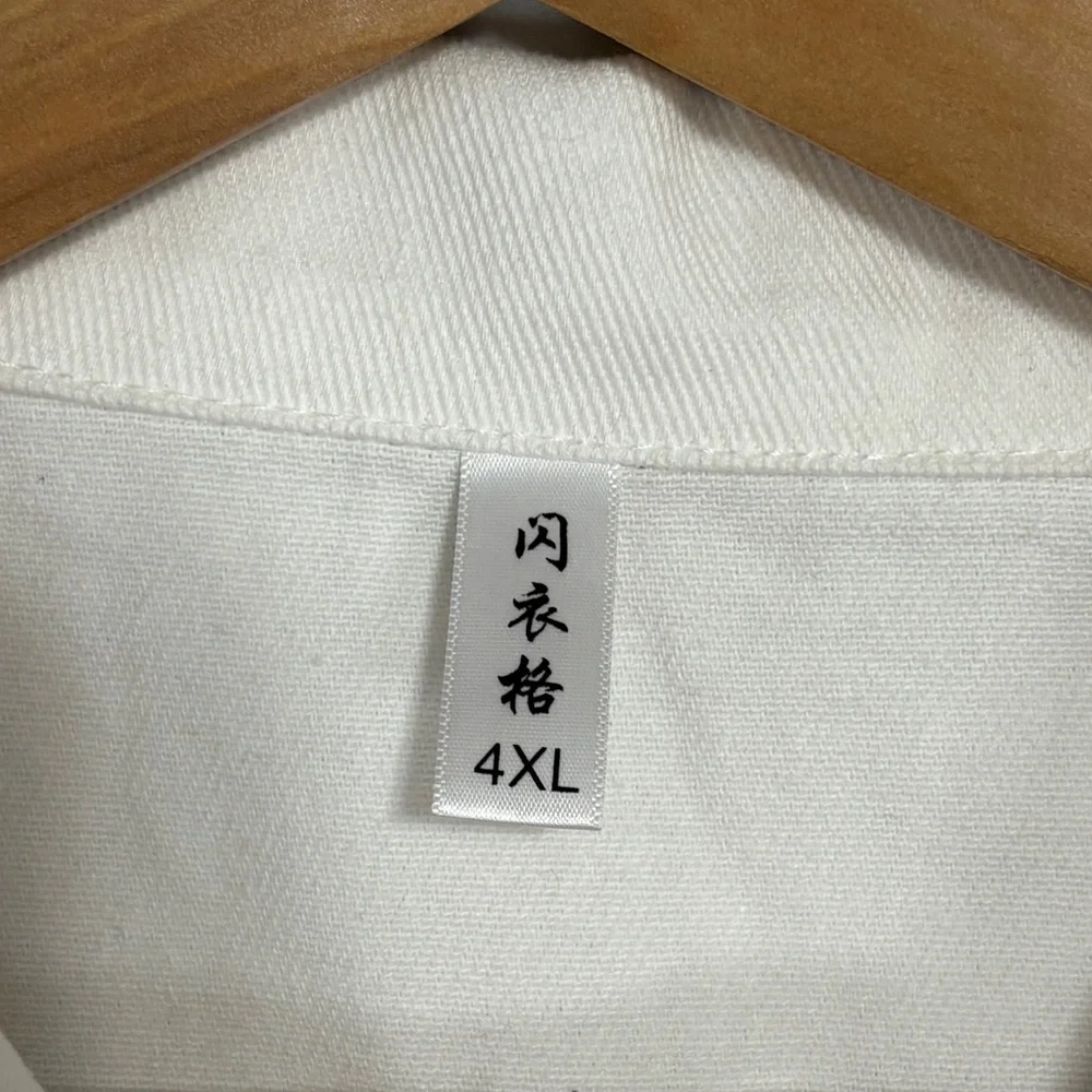 White Denim Jacket Womens L 3/4 Sleeve Y2K Preppy Trucker‎ - Picture 8 of 9